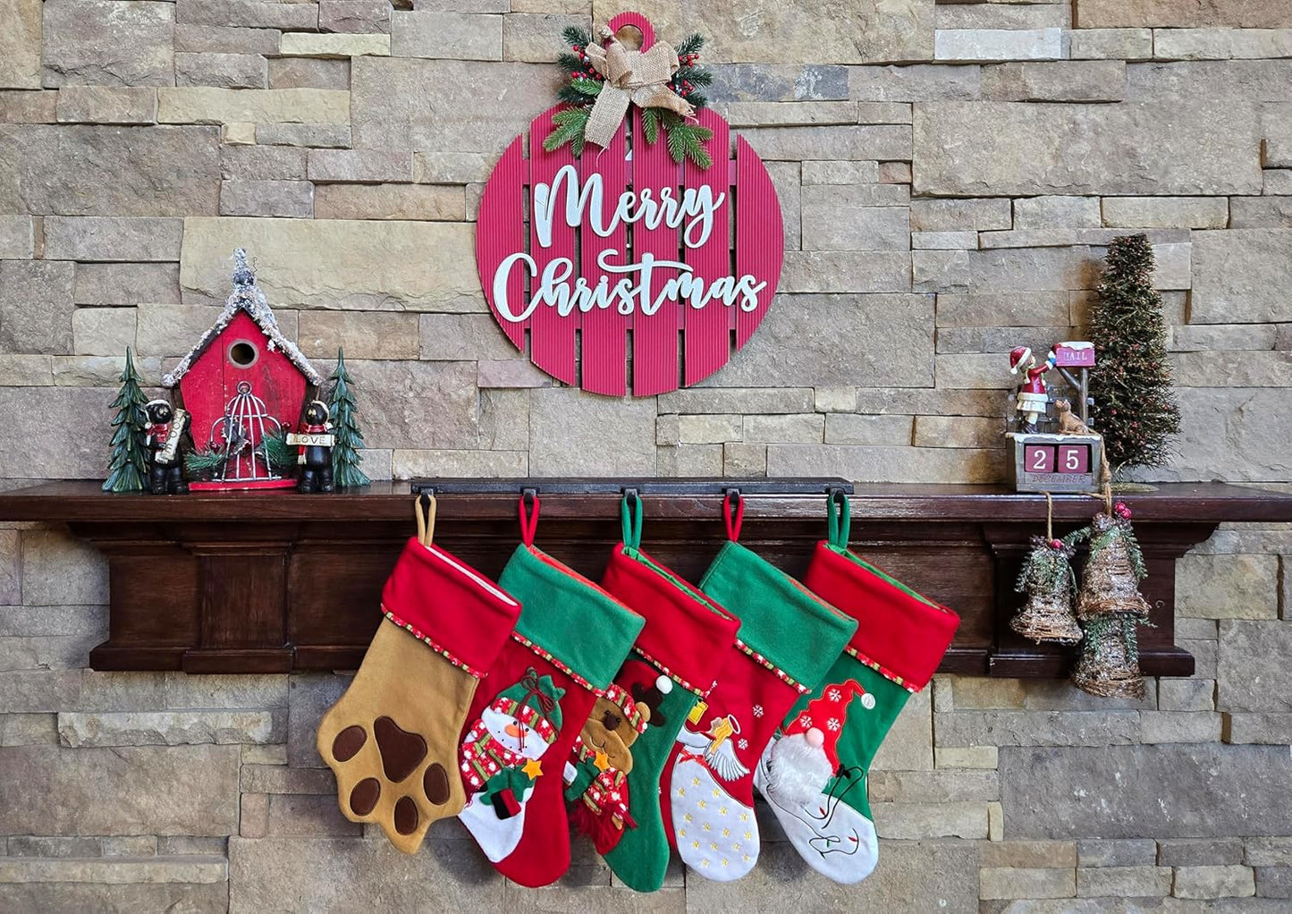 Christmas Stocking Holder Long Base 5 Hooks