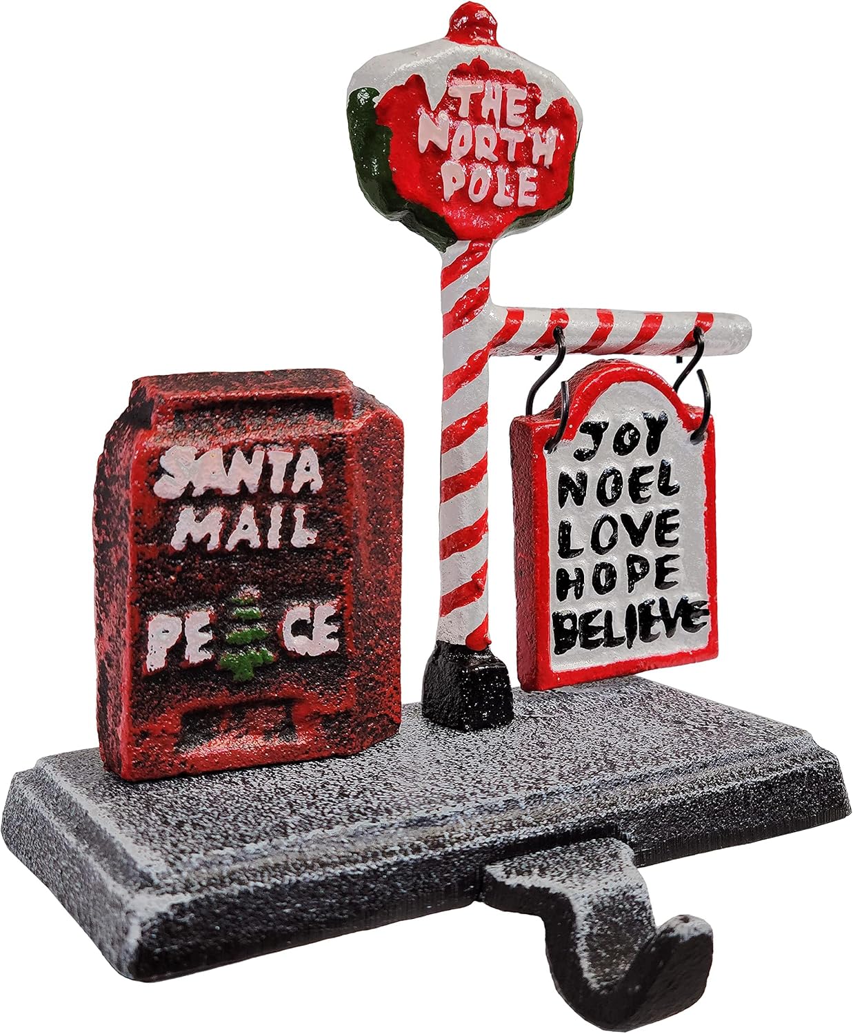 Santa North Pole Mail Box Stocking Holder, Measures 8 x 4 x 6 inches, Weighs 2 lb 12.5 oz