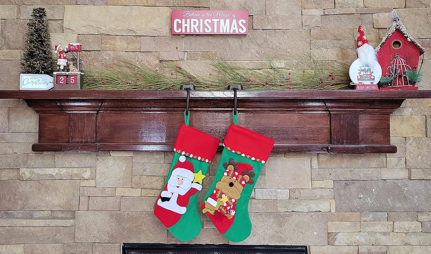 Low Profile Log Design Christmas Stocking Holder Bases