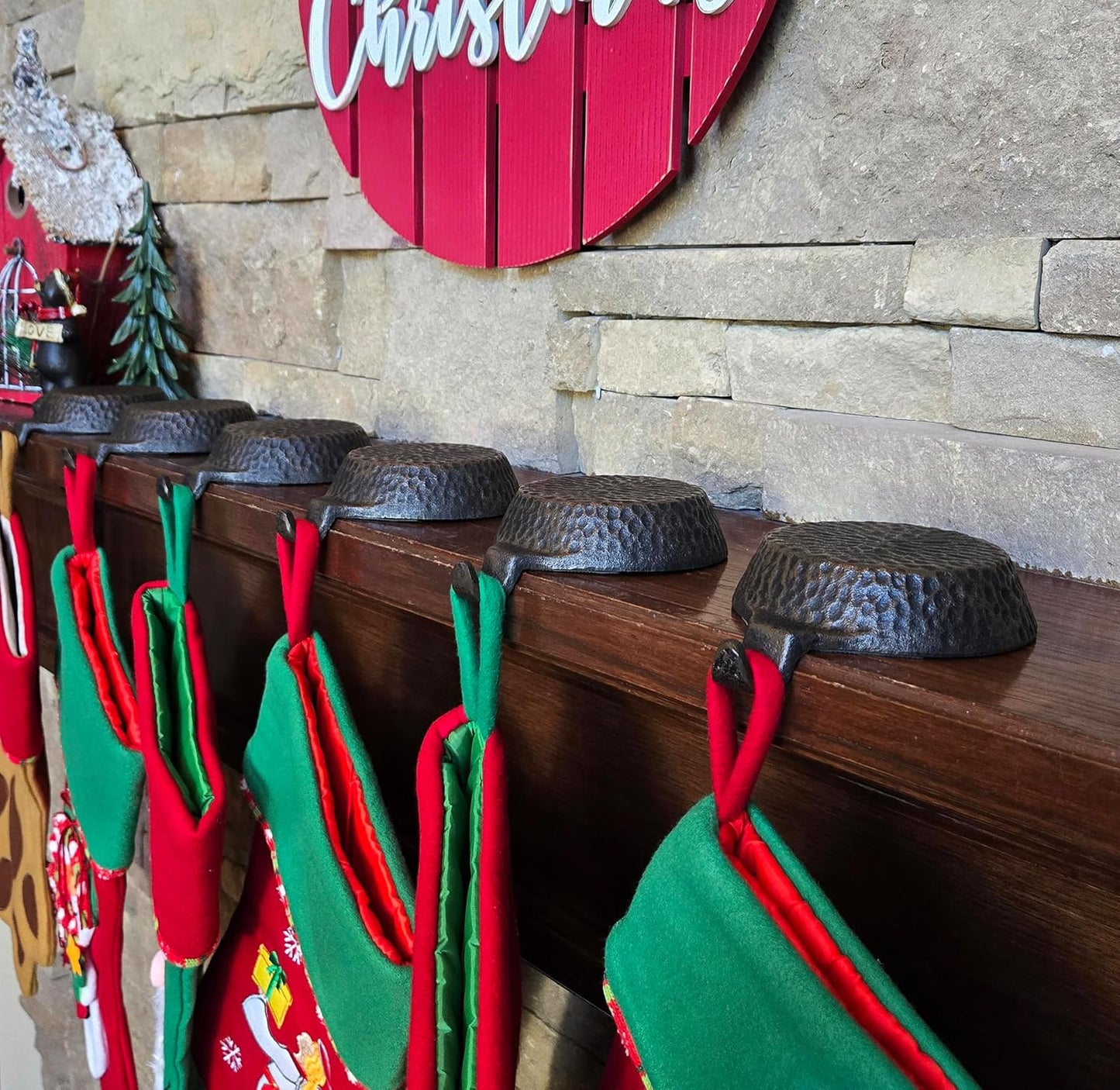 Hammered Finish Christmas Stocking Holders for Mantle