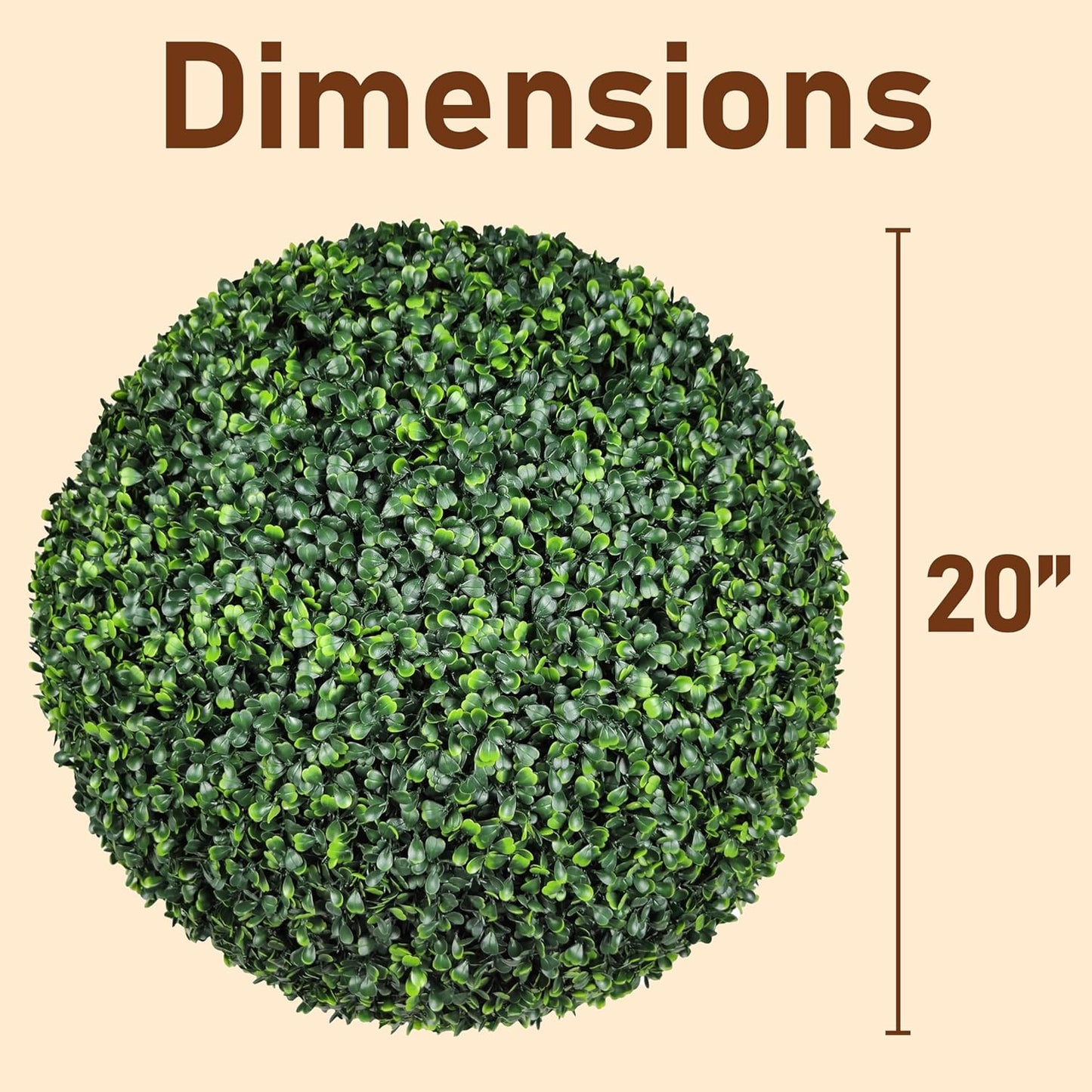 UV Resistant Topiary Balls Artificial Outdoor Indoor Set of 2-20 Inch Faux Boxwood Spheres for Garden, Balcony, Wedding Decor Round Fake Plants for Patio, Porch, Yard Decoration