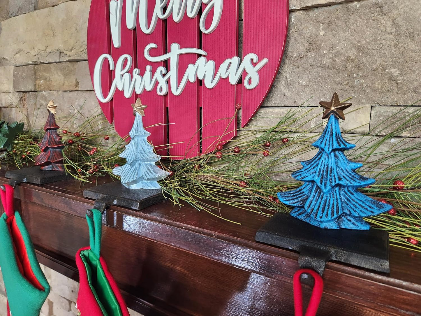 Metallic Color Trees Christmas Stocking Holder