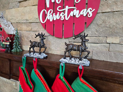 2 Deer Christmas Stocking Holder with 4 Hooks