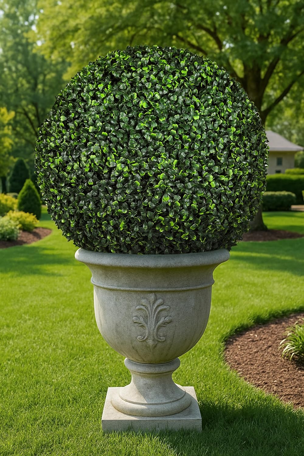 UV Resistant Topiary Balls Artificial Outdoor Indoor Set of 2-20 Inch Faux Boxwood Spheres for Garden, Balcony, Wedding Decor Round Fake Plants for Patio, Porch, Yard Decoration