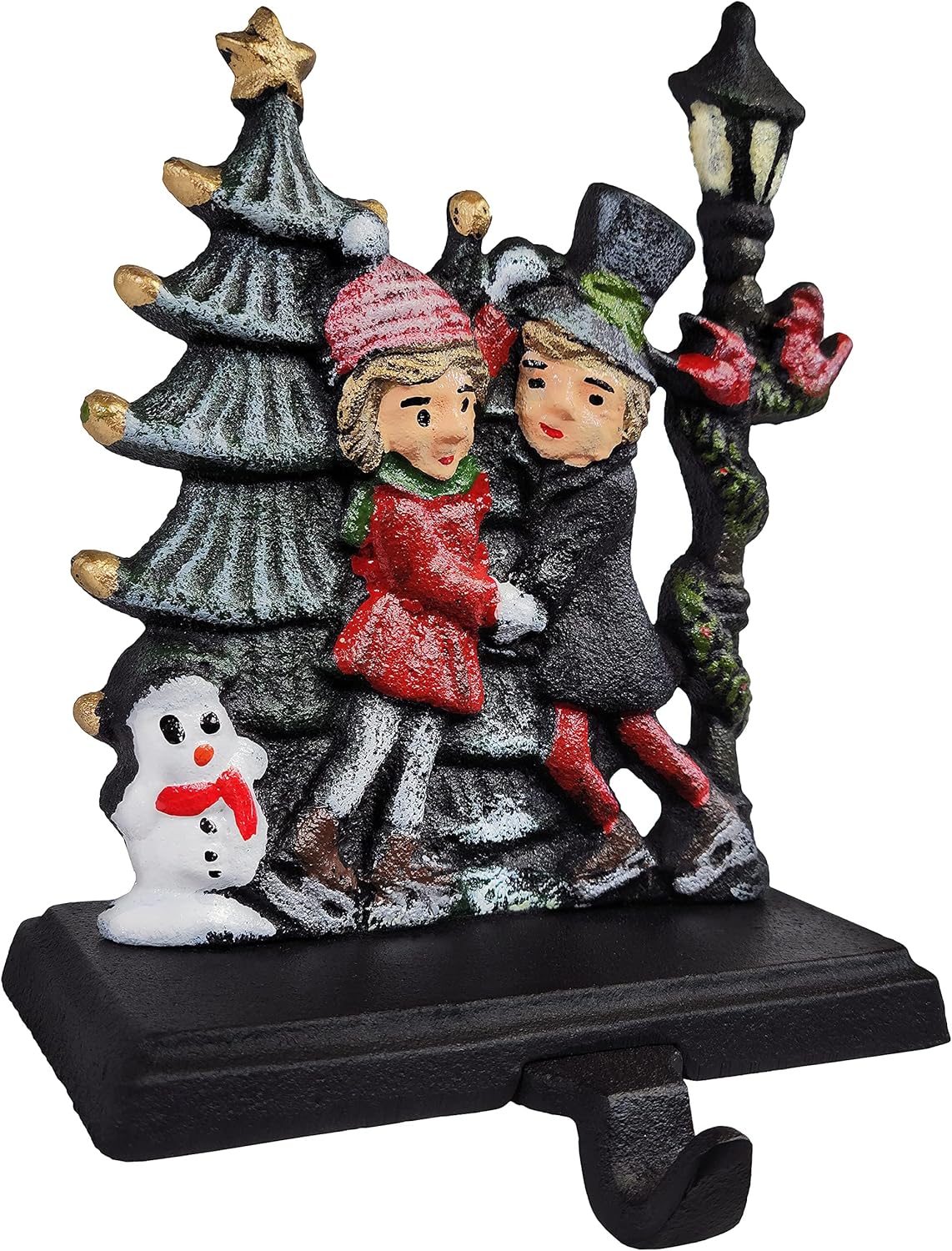 Sleigh with Deer, Santa with Gifts, House with Kids & Snowman with Christmas Tree Stocking Holder