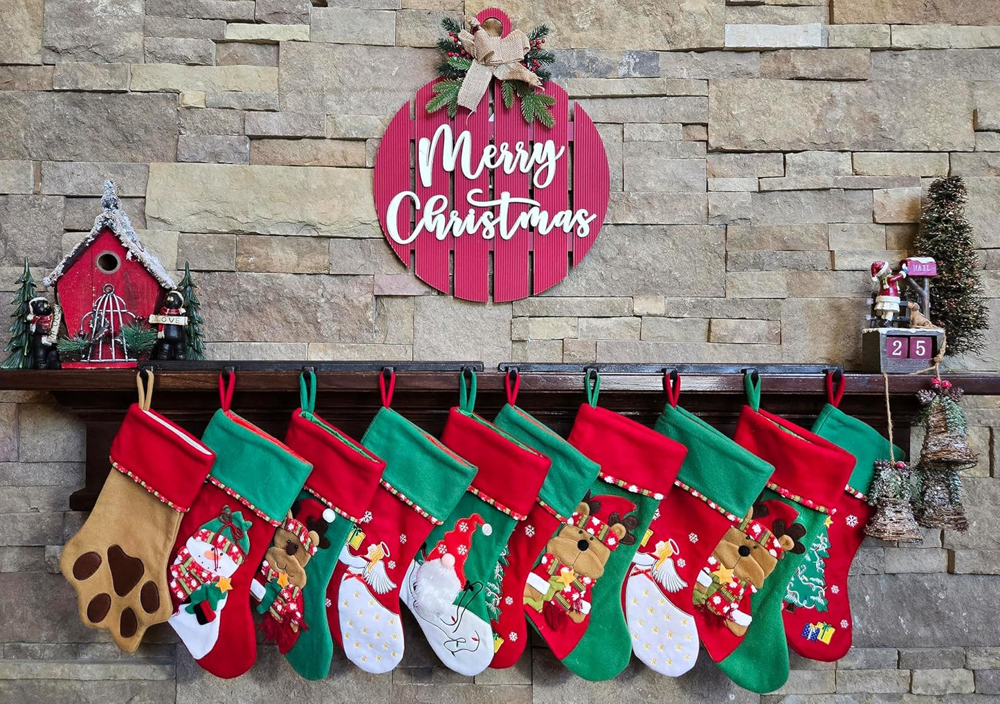 Christmas Stocking Holder Long Base 5 Hooks