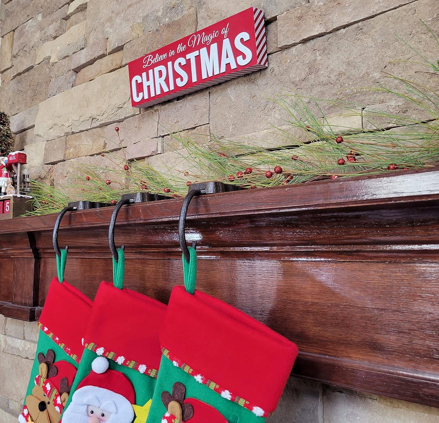 Low Profile Log Design Christmas Stocking Holder Bases